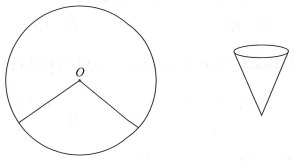 Bác Bính có một tấm thép mỏng hình tròn tâm   bán kính  . Bác định cắt ra một hình quạt tròn tâm  , quấn rồi hàn ghép hai mép của hình quạt tròn lại để tạo thành một đồ vật dạng mặt nón tròn xoay (tham khảo hình vẽ). Dung tích lớn nhất có thể của đồ vật mà bác Bính tạo ra bằng bao nhiêu? (Bỏ qua phần mối hàn và độ dày của tấm thép) (ảnh 1)
