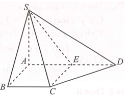 Cho hình chóp S.ABCD có đáy là hình thang vuông tại A và B. Biết SA vuông góc (ABCD), AB=BC=a, AD=2a, SA= căn2 a. . Gọi E là trung điểm của AD. Tính bán kính mặt cầu đi qua các điểm A, B, C, D, E. (ảnh 1)