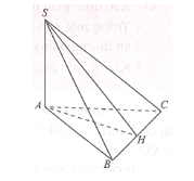 Cho hình chóp S. ABC  có đường cao SA , tam giác ABC vuông tại A  có AB=2, AC=4 . Gọi  H là trung điểm của BC . Biết diện tích tam giác SAH  bằng 2 , thể tích của khối chóp  S.ACB bằng	 (ảnh 1)