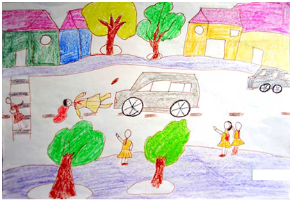 Vẽ tranh tuyên truyền về ảnh hưởng của tốc độ trong an toàn giao thông. (ảnh 1)
