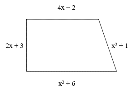 Biểu thức biểu thị chu vi của hình thang vuông như hình bên dưới là:  (ảnh 1)