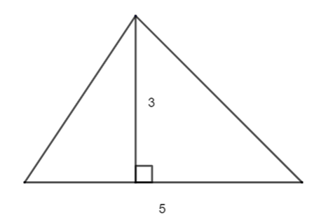 Biểu thức số của diện tích hình tam giác có chiều cao bằng 3 và cạnh đáy bằng 5  (ảnh 1)