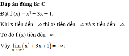 Tính   lim x đến âm vô cùng (x^3+3x+1) (ảnh 1)