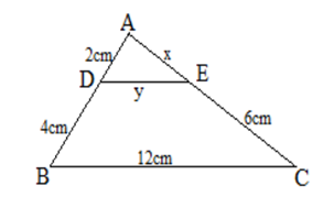 Hình vẽ bên: DE  ̸̸̸ ̸  BC (Hình 1) có x bằng: (ảnh 1)