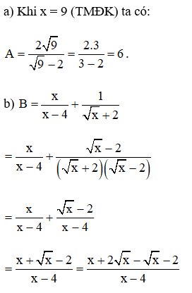 Cho biểu thức a= 2 căn x/ căn x-2  và   với x ≥ 0; x  (ảnh 1)