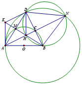 ): Cho nửa đường tròn (O; R) đường kình AB. Điểm C di động  (ảnh 1)