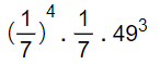 Tính d) (1/7)^4 * 1/7 * 49^3 = (1/7)^4 * 1/7 * (7^2(^3 (ảnh 1)