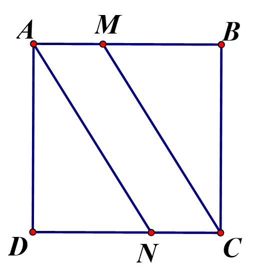 Cho hình vuông  ABCD có độ dài cạnh 60cm trên cạnh AB  và CD lấy các điểm M,N sao cho AM=CN Tìm vị trí điểm M,N biết rằng  S AMCN=1/8 S ABCD (ảnh 1)