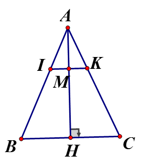 Cho tam giác ABC cân tại A đường cao AH Trên cạnh AB lấy điểm I, trên cạnh AC lấy điểm K sao cho AI = AK (ảnh 1)