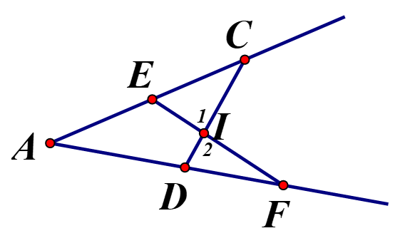 Trên một cạnh của một góc có đỉnh A  đặt đoạn thẳng AE=3cm, AC=8cm. Trên cạnh thứ hai của góc đó, đặt các đoạn thẳng  AD=4cm, AF=6cm (ảnh 1)
