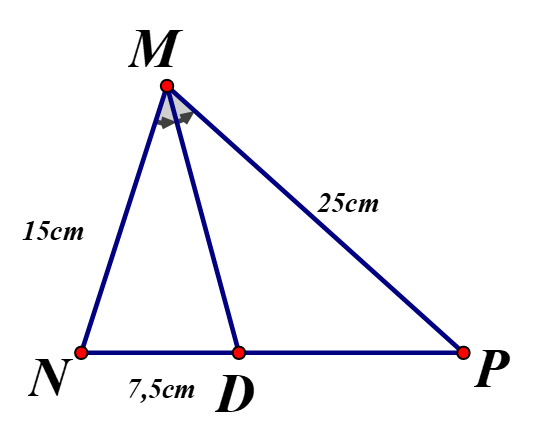 Cho tam giác MNP có MD là đường phân giác (D thuộc NP) , biết  (ảnh 1)