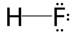 Trong phân tử HF, số cặp electron dùng chung và cặp electron hoá trị riêng của nguyên tử (ảnh 1)