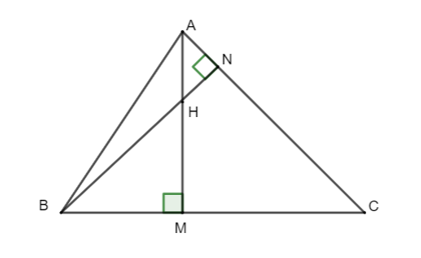 Cho ΔABC, hai đường cao AM và BN cắt nhau tại H. Em chọn phát biểu đúng. (ảnh 1)