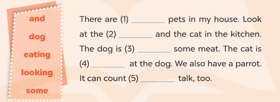 Read and complete (Đọc và hoàn thành) There are (1) pets in my house (ảnh 1)