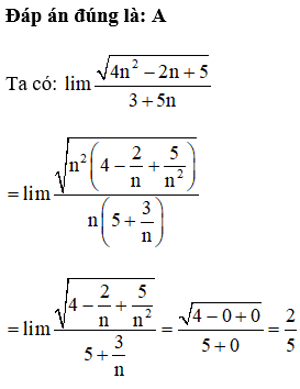 Chọn kết quả đúng của  cưn 4n^2-2n+5/3+5n (ảnh 1)