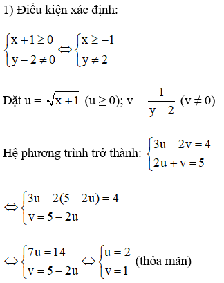 1) Giải hệ phương trình  3 căn x+1-2/y-2=4  (ảnh 1)