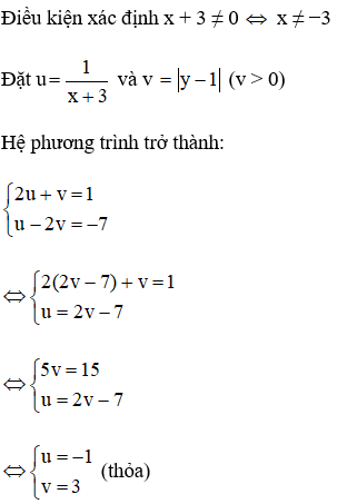 Giải hệ phương trình  2/x+3+ y-1 =1  (ảnh 1)