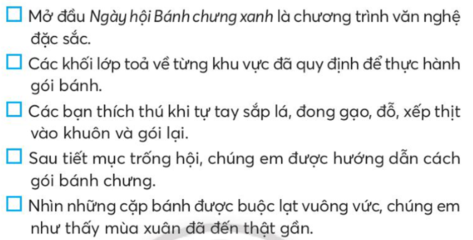 Đánh số thứ tự vào ô trống để sắp xếp các câu sau thành đoạn văn: (ảnh 1)