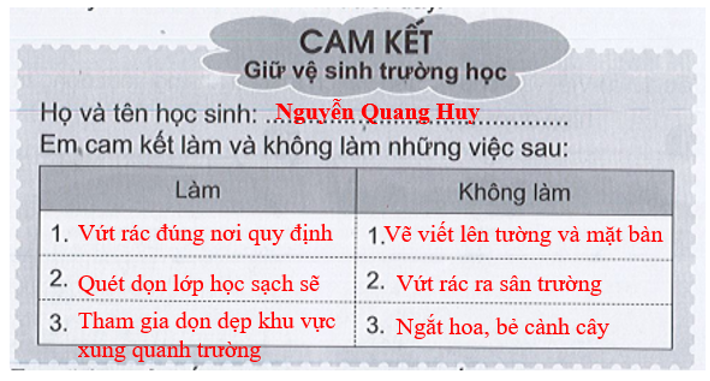 Em hãy hoàn thành cam kết dưới đây. (ảnh 2)