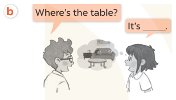 Ask and answer (Hỏi và trả lời) Wher'e the table? (ảnh 1)