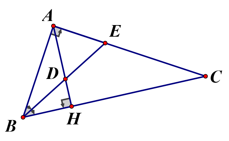 Cho   vuông tại A, có  là một điểm tùy ý trên  Qua  kẻ đường thẳng vuông góc với  cắt đoạn  tại I và cắt tia  tại D (ảnh 1)