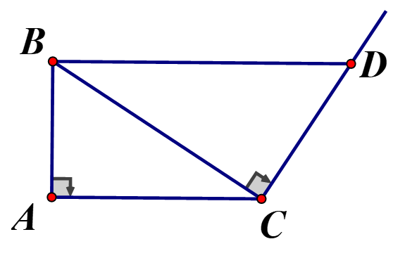 Cho  tam giác ABC  vuông tại A, AC=4cm, BC=6cm, kẻ tia Cx vuông góc BC( tia Cx và điểm A và điểm   (ảnh 1)