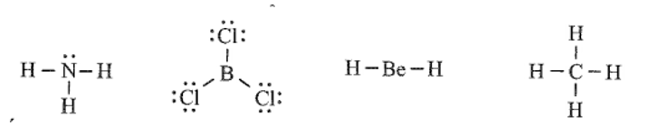 Cho công thức Lewis của các phân tử sau:  Số phân tử mà nguyên tử trung tâm không (ảnh 1)