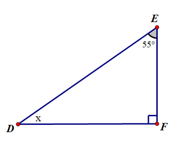 Cho hình vẽ sau:  Số đo x là:  A. 45 độ (ảnh 1)