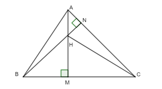 Cho ΔABC có đường cao AM và BN cắt nhau tại H. Chọn câu đúng. (ảnh 1)