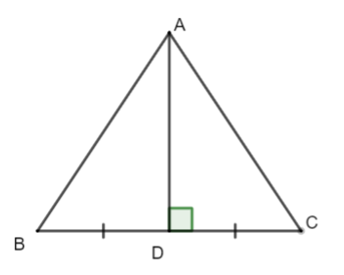 Cho tam giác ABC nhọn có đường trung trực AD với D nằm trên BC. Khi đó: (ảnh 1)