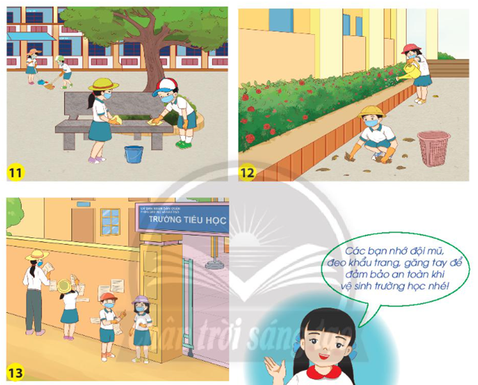 Thực hành vệ sinh trường học. Thực hiện vệ sinh các khu vực trong khuôn viên (ảnh 1)