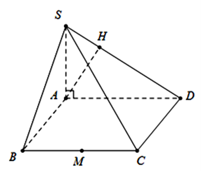 Cho hình chóp S.ABCD có đáy ABCD là hình vuông, SA vuông góc với đáy (ảnh 1)
