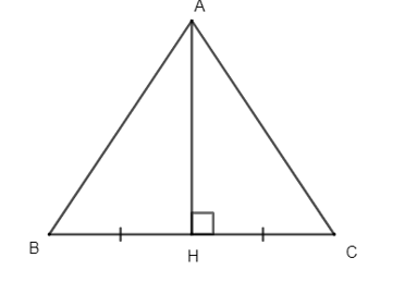 Cho ∆ABC có đường trung trực AH với H thuộc đoạn thẳng BC, cho AH = 5 cm (ảnh 1)