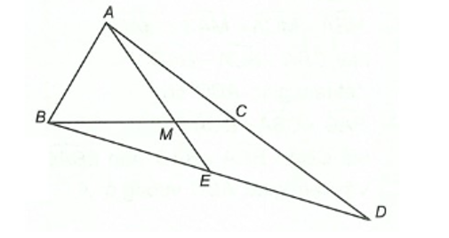 Cho tam giác ∆ABC, điểm M thuộc đoạn thẳng BC sao cho BM = 2MC. (ảnh 1)