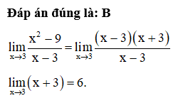 Tính lim x đến 3 x^2-9/x-3  bằng: (ảnh 1)