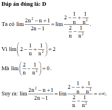  lim 2n^2-n+1/2n-1  bằng (ảnh 1)