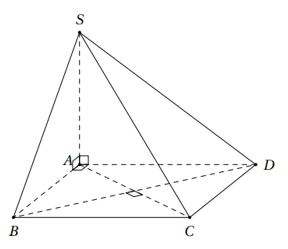 Cho hình chóp S.ABCD có đáy là hình vuông và SA vuông góc với đáy. Khẳng định nào sau đây đúng? (ảnh 1)