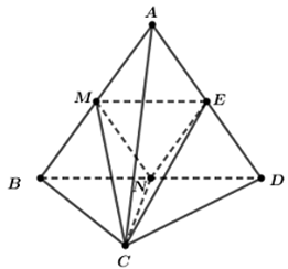 Cho khối tứ diện ABCD. Gọi M,N,E lần lượt là trung điểm của  (ảnh 1)