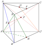 Cho hình lăng trụ tam giác ABC.A’B’C’. a) Gọi E, F lần lượt là tâm của các mặt bên ABB’A’  (ảnh 1)