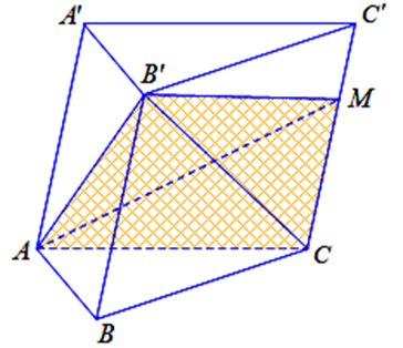Cho khối lăng trụ ABC.A'B'C' có thể tích bằng 9a^3 và M là điểm (ảnh 1)