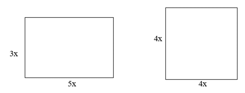 Tính tổng diện tích của hình vuông và hình chữ nhật như hình bên dưới  (ảnh 1)