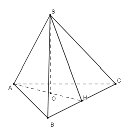 Cho hình chóp tam giác đều S.ABC và có cạnh đáy bằng a, cạnh bên bằng (ảnh 2)