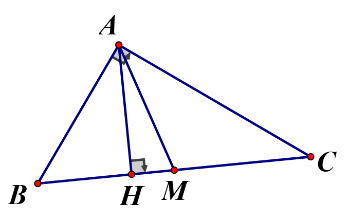  Tam giác ABC vuông tại A có đường cao AH  và trung tuyến AM  Tính diện tích AMH biết BH=4cm, CH=9cm   (ảnh 1)