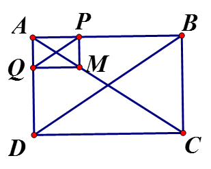 Cho hình chữ nhật ABCD và một điểm M trên đường chéo AC,. Gọi P, Q theo thứ tự là hình chiếu của M trên cạnh AB, AC Chứng minh PQ//BD (ảnh 1)