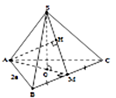 Cho hình chóp đều  SBAC có AB=2a , khoảng cách từ A đến   (ảnh 1)