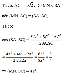 Cho hình chóp S. ABCD có đáy là hình vuông ABCD cạnh  (ảnh 1)
