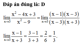 Tính lim x đến 3 x^2-4x+3/^2-9 (ảnh 1)