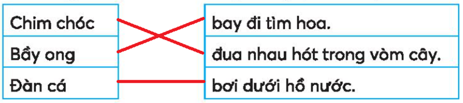 Nối từ ở cột trái và từ ngữ ở cột phải để tạo câu. (ảnh 2)