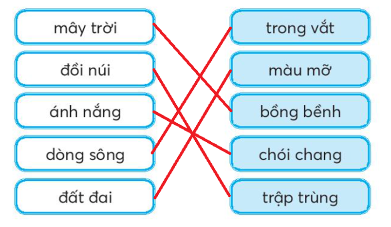 Nối từ ngữ chỉ đặc điểm ở thẻ màu xanh phù hợp với từ ngữ chỉ  (ảnh 2)