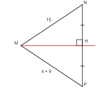 Quan sát hình bên dưới, cho biết MH là đường trung trực của đoạn thẳng NP, cho  (ảnh 1)